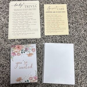 Floral Baby Shower Invitation and Trivia Set